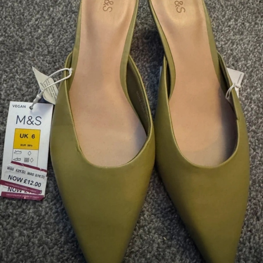 Marks & Spencer Olive Green Pointed Mules